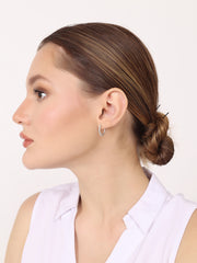 Silver Zircon Twinkling Hoop Earrings (2.10 Gram)