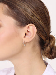 Silver Zircon Twinkling Hoop Earrings (2.10 Gram)