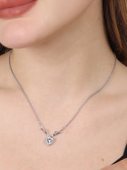 Sterling Silver CZ Deer Heart Pendant - Italian Design