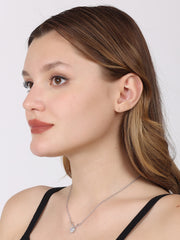 Sterling Silver CZ Deer Heart Pendant - Italian Design