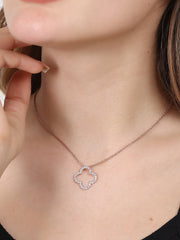 Rosé Gold Plated Clover Silver Necklace