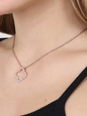 Rosé Gold Plated Clover Silver Necklace