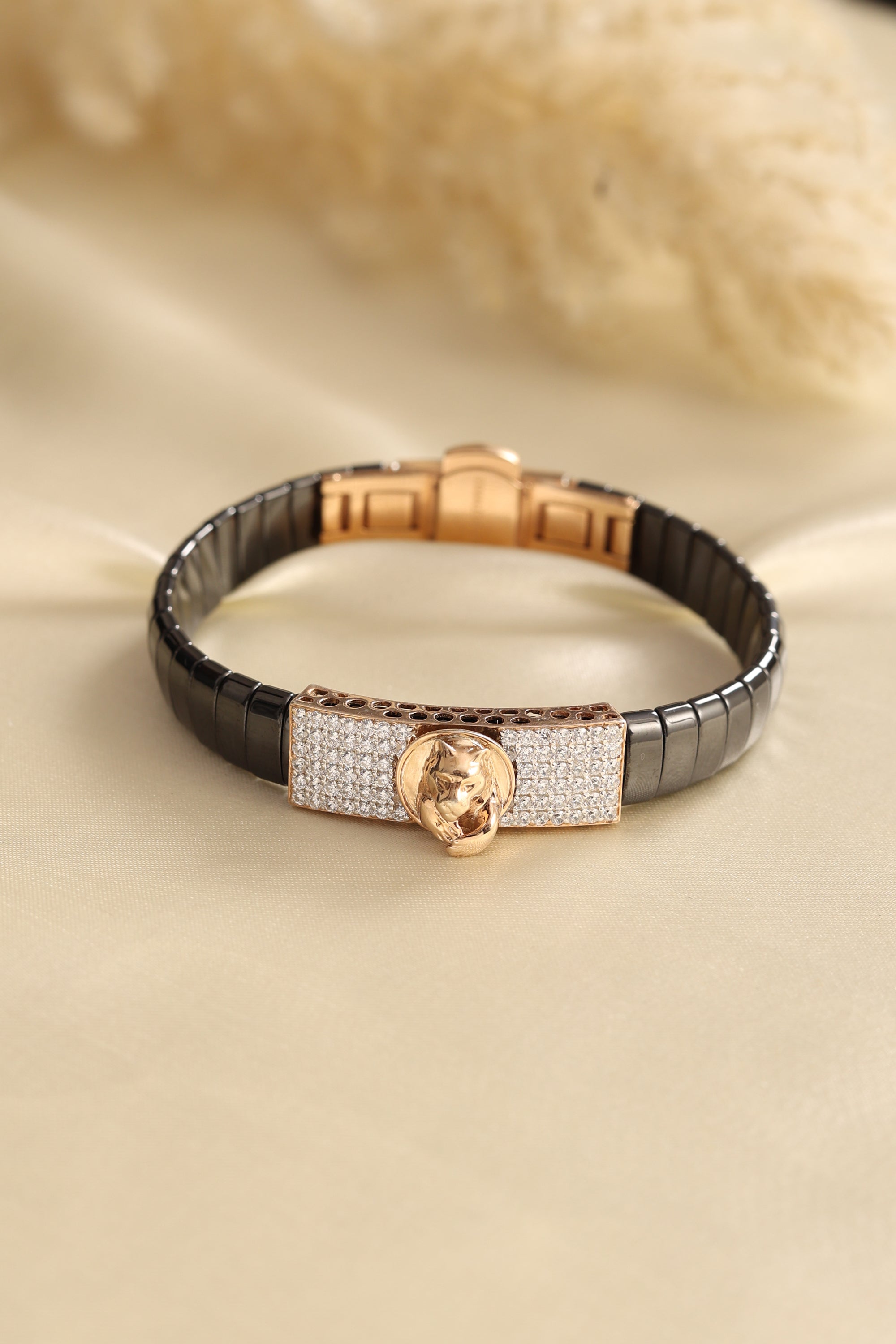 Rose Gold Mens Gold Leather Bracelet Rose Gold Men's Gold