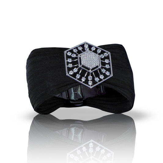 925 Silver Women's Bracelet β Hexagonal Diamond-Inspired Design, 6.50g Pure Silver, Luxury Statement Jewelry