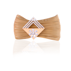 Rose Gold Cuff Mesh Bracelet with Geometric Diamond Inspired Design