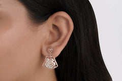 925 Silver Rose Gold Plated Pendant and Earring Set