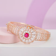 Baguette Studded Floral Bracelet | 925 Sterling Silver