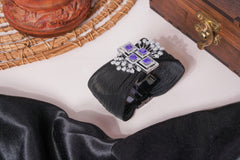 925 Silver Women's Bracelet with Purple Square Gemstones & Diamond-Inspired Design – 6.50g Pure Silver, Luxury Statement Jewelry