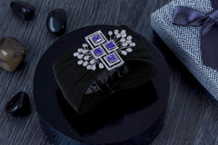 925 Silver Women's Bracelet with Purple Square Gemstones & Diamond-Inspired Design – 6.50g Pure Silver, Luxury Statement Jewelry