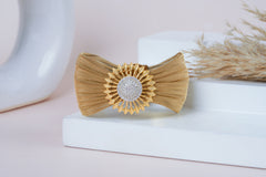 Sunflower & Diamond Rose Gold Mesh Bracelet - Elegant Floral Design