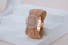 Luxury Rose Gold Finish Mesh Bracelet with Diamond-Inspired Design