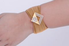 Rose Gold Cuff Mesh Bracelet with Geometric Diamond Inspired Design