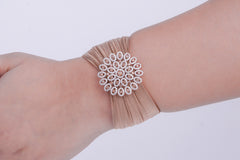 Luxury Rose Gold Finish Mesh Bracelet with Diamond-Inspired Design