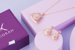 925 Silver Rose Gold Plated Pendant and Earring Set