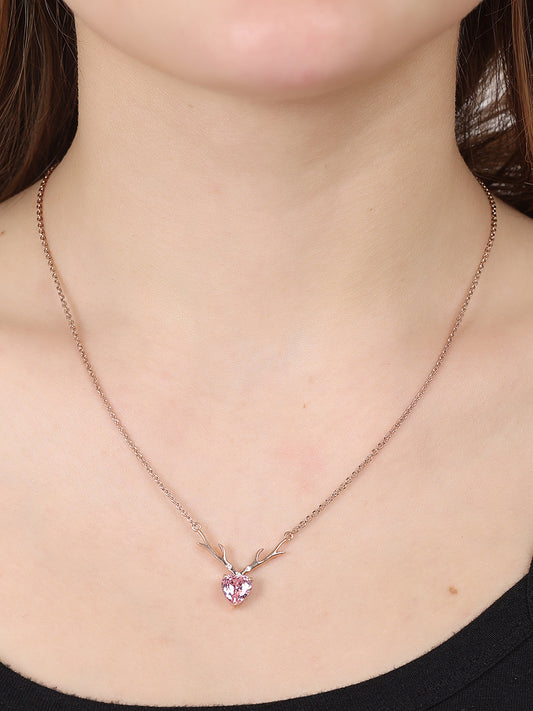 Rose Gold Plated Deer Heart Necklace