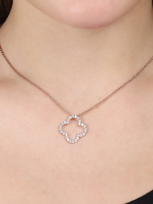 Rosé Gold Plated Clover Silver Necklace