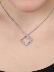 925 Silver Hollow Clover or Heart Necklace with Stone Accents