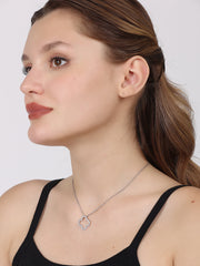 925 Silver Hollow Clover or Heart Necklace with Stone Accents