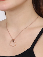 Sterling Silver Heart Rose Gold Plated Pendant