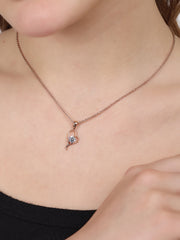 Silver Rose Gold Crocus Elegance Pendant With Link Chain Necklace