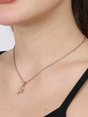 Silver Rose Gold Crocus Elegance Pendant With Link Chain Necklace