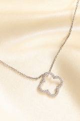 925 Silver Hollow Clover or Heart Necklace with Stone Accents