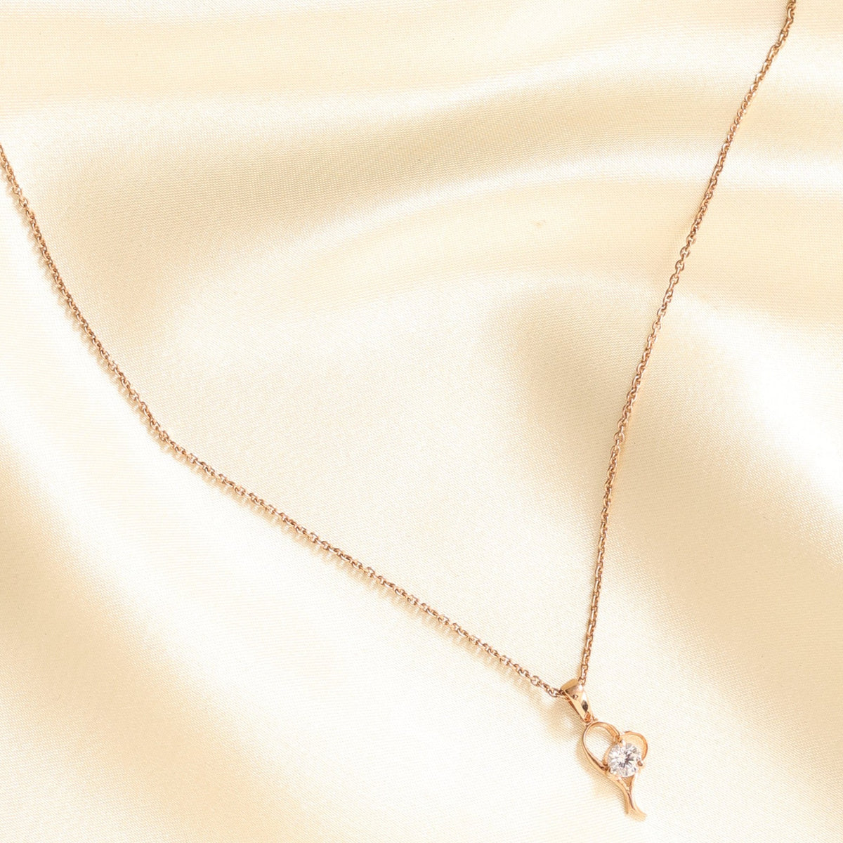 Silver Rose Gold Crocus Elegance Pendant With Link Chain Necklace