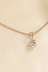 Rose Gold Solitaire 925 Sterling Silver Necklace