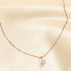 Rose Gold Solitaire 925 Sterling Silver Necklace