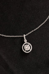 Sterling Silver Classic Round Halo Set With Necklace