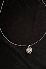 Sterling Silver Round American Diamond Heart Pendant Necklace