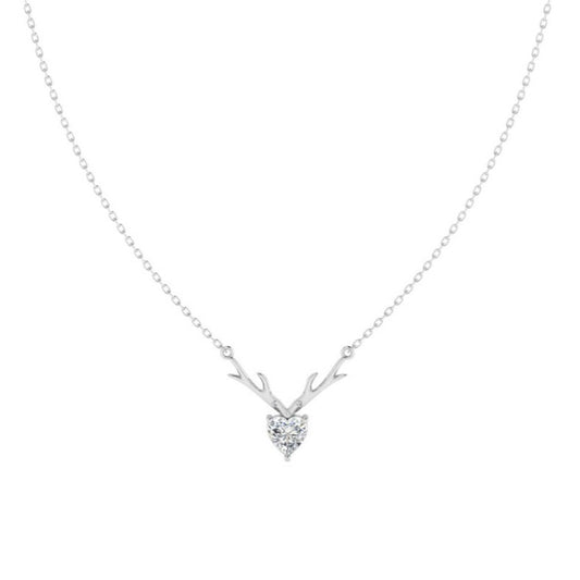 Sterling Silver CZ Deer Heart Pendant - Italian Design