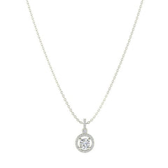 Sterling Silver Classic Round Halo Set With Necklace