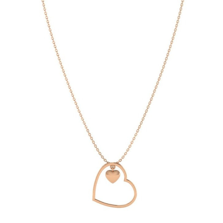 Sterling Silver Heart Rose Gold Plated Pendant