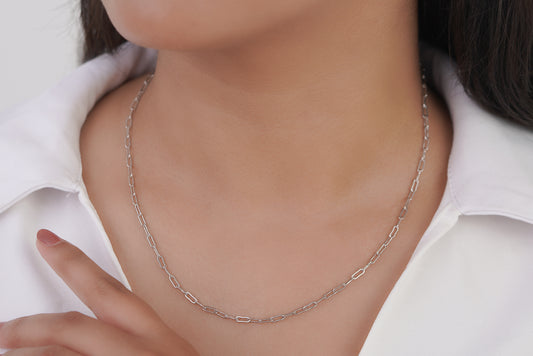 Silver Link Chain Necklace - Refined Radiance - 925 Sterling Silver