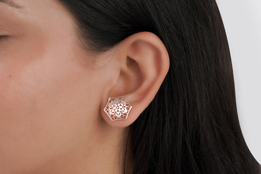 Rose Gold Hexagon Stud Earrings (3.20 Gram)