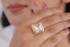 Rose Gold Sterling Silver Italian Ring (4.77 Gram)