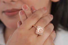 Rose Gold Dancing Diamond Sterling Silver Ring | (4.62 Gram)