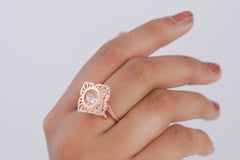 Rose Gold Dancing Diamond Sterling Silver Ring | (4.62 Gram)