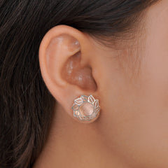 Rose Gold Floral Stud Earrings (4.60 Gram)