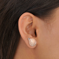 Rose Gold Leaf Stud Earrings (4.240 Gram)