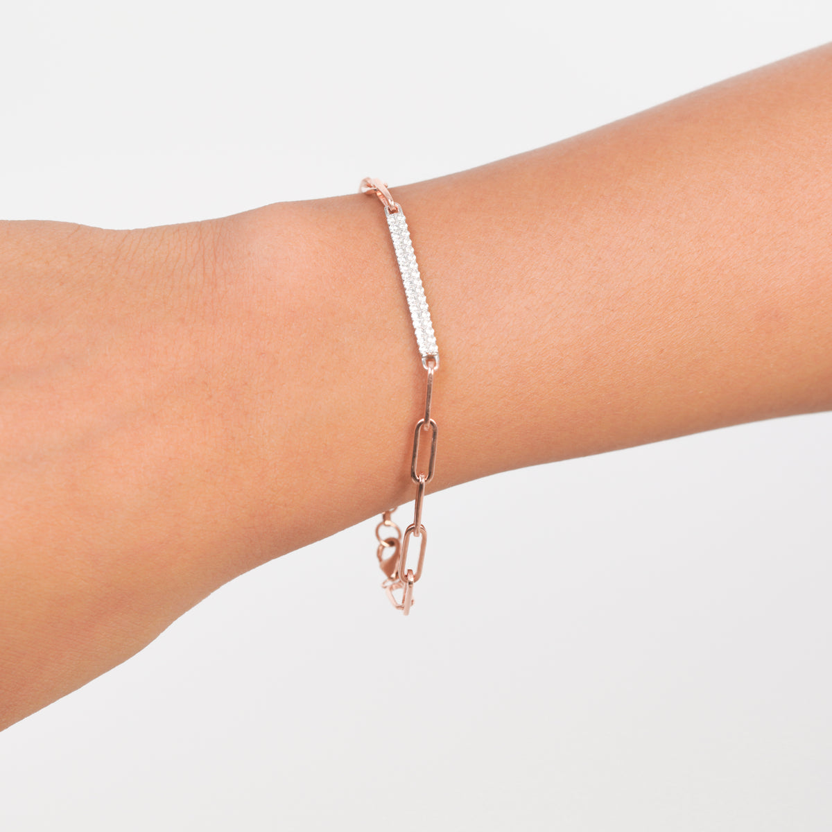 Rose Gold Paper Clip Bracelet | 925 Sterling Silver (7.150 Gram)