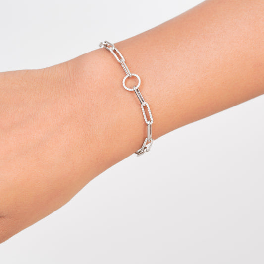 Diamond Paper-Clip Bracelet | Elegant 925 Sterling Silver with Dazzling Diamonds