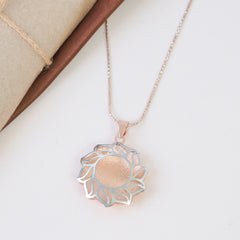 Rose Gold Flower Necklace - 925 Sterling Silver (6.5 gms)