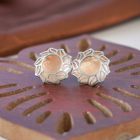 Rose Gold Floral Stud Earrings (4.60 Gram)