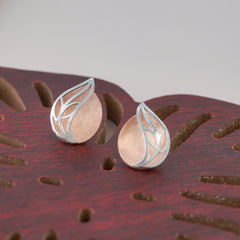 Rose Gold Leaf Stud Earrings (4.240 Gram)