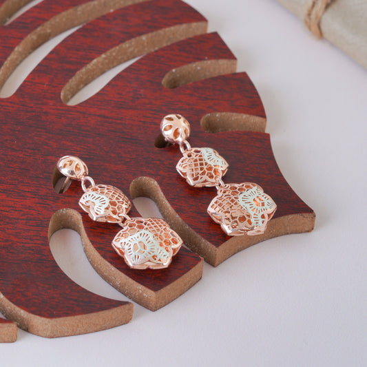 Honeycomb Rose Gold Earrings (6.060 Gram)