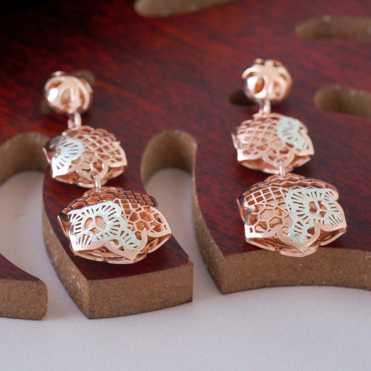 Honeycomb Rose Gold Earrings (6.060 Gram)