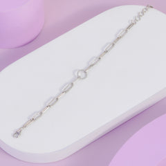 Diamond Paper-Clip Bracelet | Elegant 925 Sterling Silver with Dazzling Diamonds