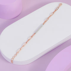 Rose Gold Paper Clip Bracelet | 925 Sterling Silver (7.150 Gram)